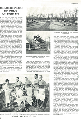 Années 30 - Article sur le club et son équipe de polo
