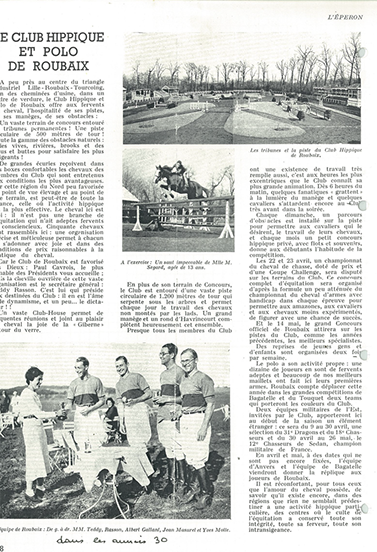 Années 30 - Article sur le club et son équipe de polo